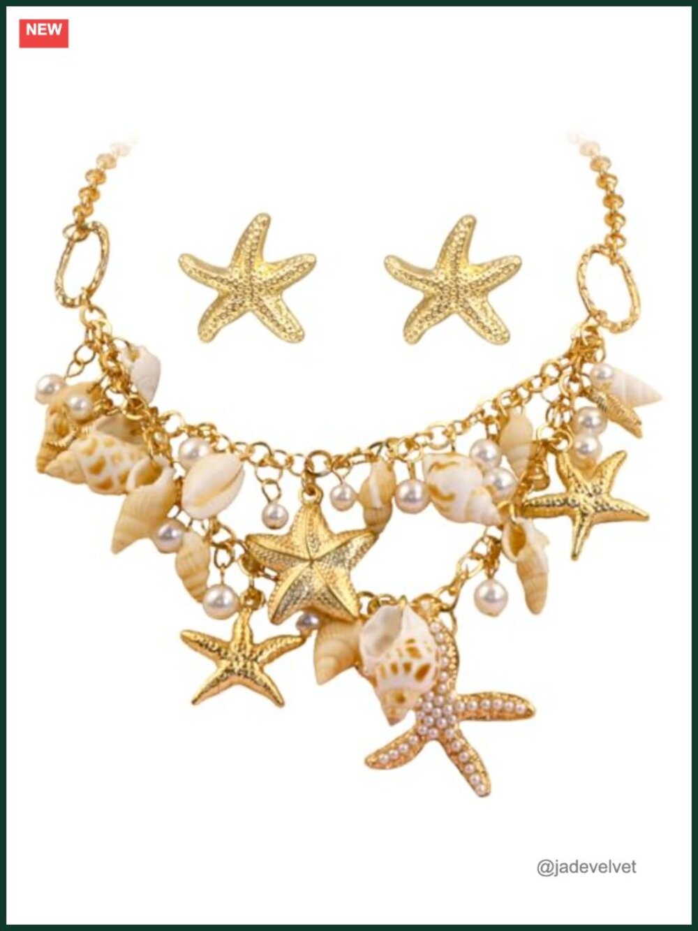 Mermaid Costume Jewelry Set Shell Necklace Starfish Earrings